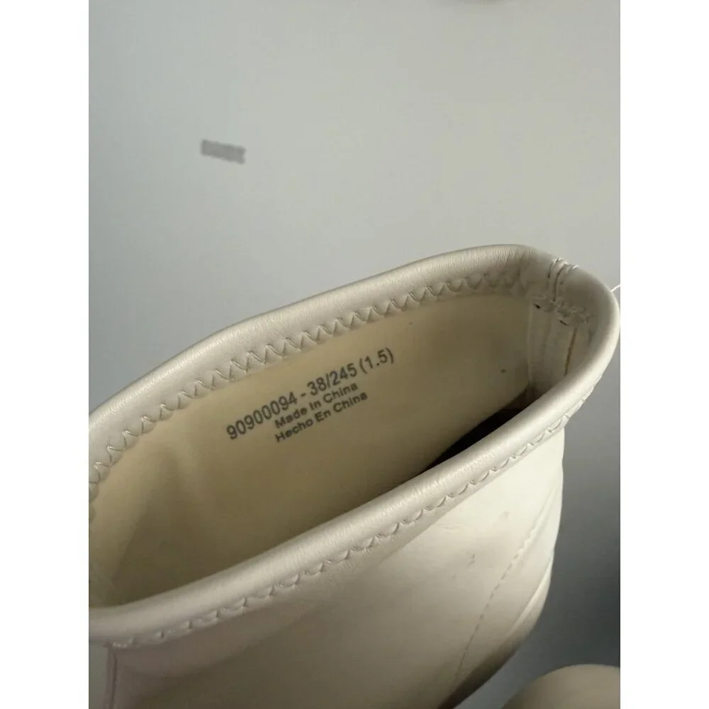 Charles & Keith Nola Leather Chalk White Slip On Ankle Booties Minimalist 38